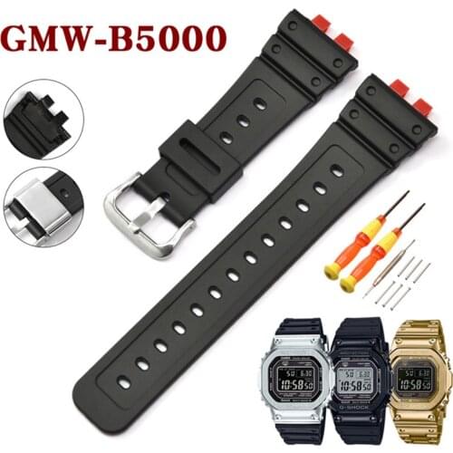 Resin Watch Strap for Casio G-Shock GMW-B5000 Men Sport Rubber Waterproof Stainless Steel Hoop Bracelet Watch Band Accessories