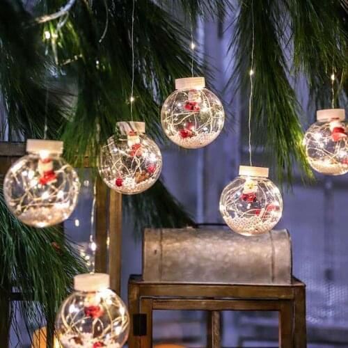 Christmas LED Creative Copper Wire Lamp Santa Claus Round Ball Curtain Light Xmas New Year Family Bedroom Party Decoration