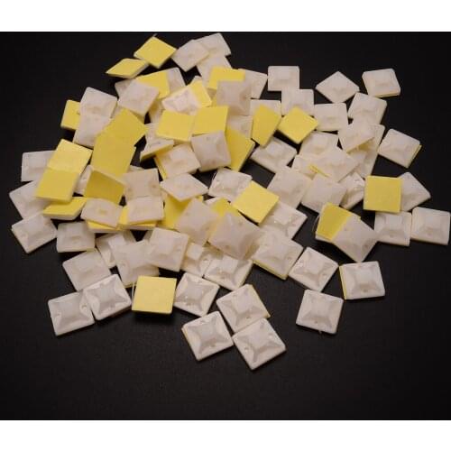 100pcs/bag White Nylon Self Adhesive Type Cable Base Mount Wire Zip Tie Mounting Bases Clamps Clip Wall Holder