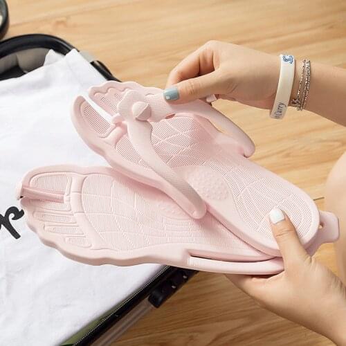 Summer Home Cool Slippers Portable Folded Herringbone Trailer Light Lovers Comfortable Bathroom Wear Slippers wear-resistant