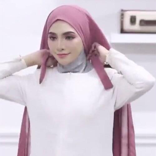 Popular Solid Color Bubble Chiffon Scarf Muslim Headscarf Hijab Fashion Soft Head Wrap Cover Up Long Lightweight Soft Scarves
