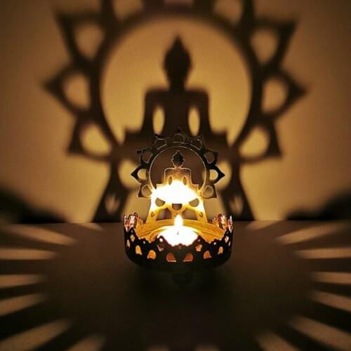 Homhi Buddha Statue Candle Holder Alloy Figurine Buddhism Religious Decoration Accessories Home Temple Figura Buda [HBJ-030]