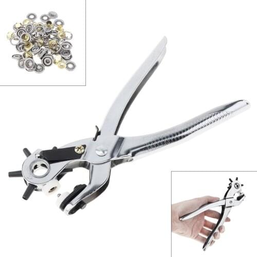 Heavy Duty Revolving Leather Belt Hole Punch Pliers Bag Eyelet Puncher Hand Tool Punching Machine with 6 Sizes