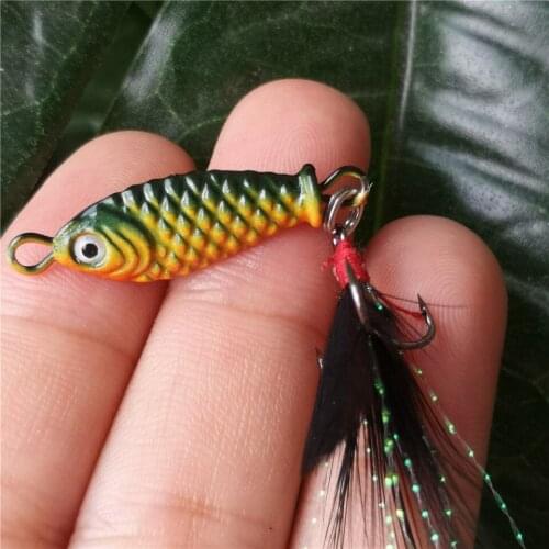 SWOLF Metal Mini VIB With Feather Fishing Lure 4g/25mm Crank Bait Vibration Spinner Sinking Bait Fishing Tackle