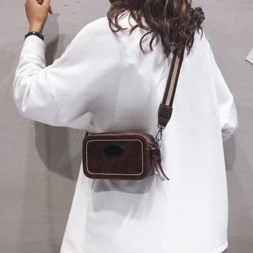 Vintage Printing Wide Strap Crossbody Bags Laides Fashion Style Crossbody Bags Girls Purse Retro PU Leather Mini Package