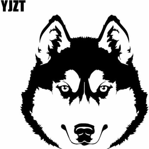 YJZT 14.1X14.7CM Husky Head Dog Pet Animal Car Stickers Art Mural Vinyl Decal Decoration Black/Silver C24-1237