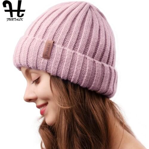 FURTALK Winter Hats for Women Knitted Velvet Beanie Hat Ladies Warm Winter Skullies Cap Men Knit Winter Hats