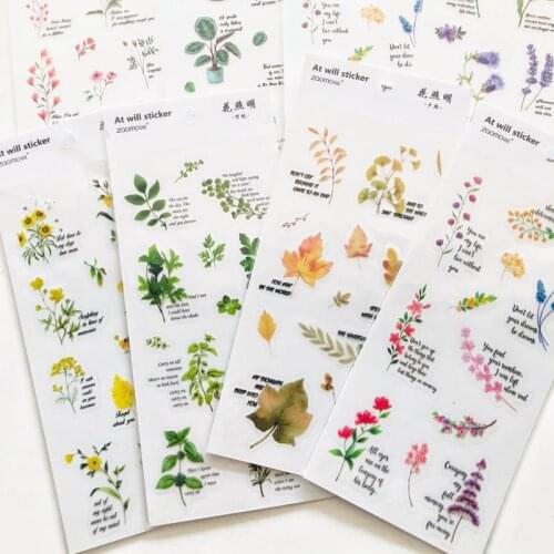 1 Sheet Flower Lighting Maples Leaf Decorative Stickers Diary Handbook Decoration