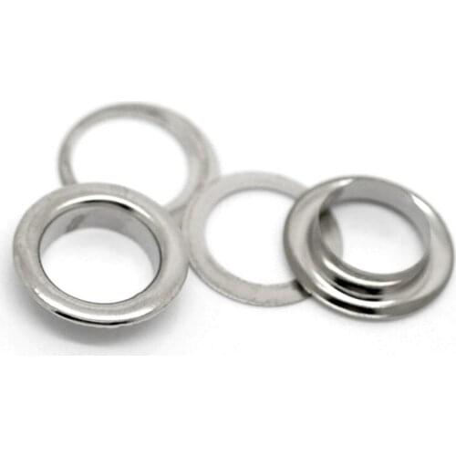 100 Sets Round Shoe Shoelace Clothes Garment Eyelets Silver Tone DIY Crafts Bags Shoes Making 15x4mm 14mm( 5/8"x 1/8")