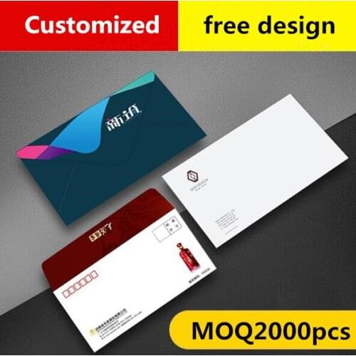2000PCS/LOT Customized Business Envelope Printing Design LOGO