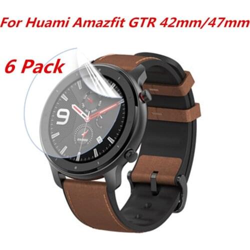 6 Pack)For Xiaomi Huami Amazfit GTR 42mm/47mm Clear Screen Protector Protective Soft TPU Film (Not Tempered Glass)