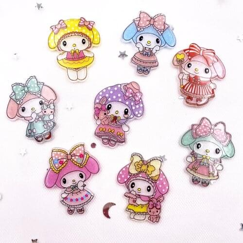 8Pcs Kawaii Colorful Glitter Rabbit Flatback Acrylic Sheet Miniature Pattern Applique DIY Decor Craft Christmas Supplies SJ06A