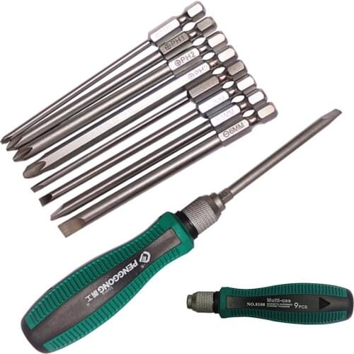 9Pcs PengGong Multifunction Hex Shank Slotted Cross Screwdriver Bits Repair Tool