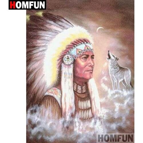 HOMFUN 5D DIY Diamond Painting Full Square/Round Drill "Indian feathers" Embroidery Cross Stitch gift Home Decor Gift A07868