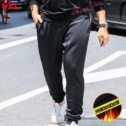Big size winter long pants plus size man mens pencil pants big size plus cashmere thickening casual pants feet men 6XL 5XL 4XL