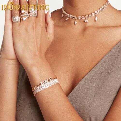 Full Cz Paved Multi 7 Rows 2MM CZ Tennis Chain Iced Out Bling 5A Cubic Zirconia Adjusted Bracelet Bangle For Women Jewelry