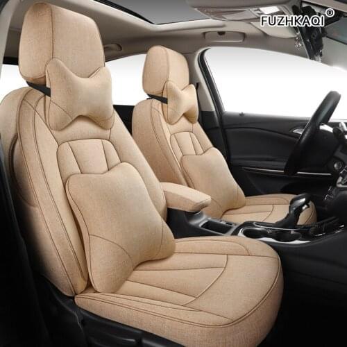 FUZHKAQI Custom FLAX car seat covers set For Toyota Corolla PRIUS Prado Land Cruiser RAV4 CROWN Camry Highlander CH-R Alphard