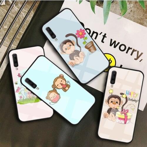 Monkey cartoon Tempered Glass Case For Samsung Galaxy A10S A20E A30S A40 A50S A60 A70 A80 A90 A6 A7 A8