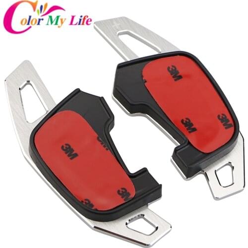 Color My Life Aluminum Steering Wheel Paddle Extension Shifters Shifter Sticker For Volkswagen VW Golf 7 GTI R20 Accessories