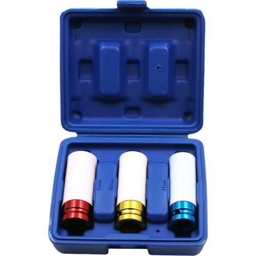 Colorful 3pcs 17/19/21mm Pneumatic Tyre Protection Sleeve Steam Sleeve Auto Repair Hardware Tool + Case