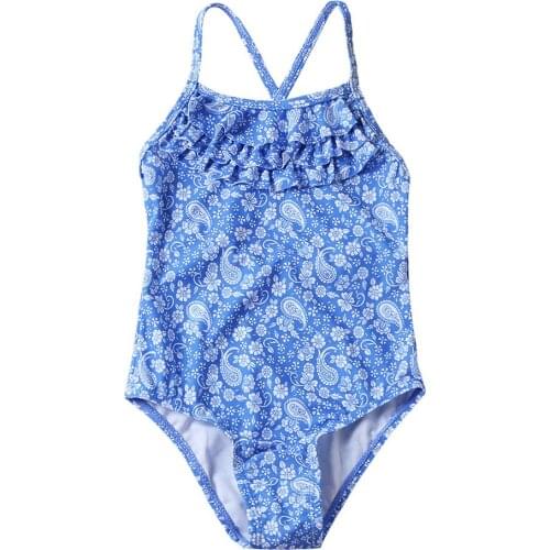 Childrens Bikini Girls Printed Multi-Layer Pleated Swimsuit Hot Spring One-Piece Swimsuit Tz410042