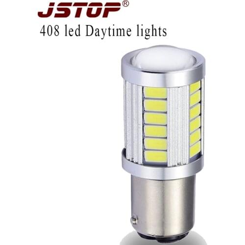 JSTOP 408 Daytime light P21/5W Car led 6000k 12-24V automobile External lamp BAY15D led Canbus bulbs 1157 Daytime Running Lights