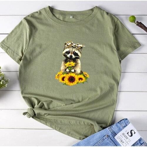 Sunflower Shirt Graphic T Shirt Women Short Sleeve Cotton T Shirts Woman Black White Loose Women Top Harajuku T Shirt Femme