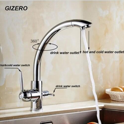 GIZERO Contemporary Basin High Quality Drinking Water Faucet Kitchen Swivel Hot and Cold Filter Water Faucet Chrome Polish ZR654