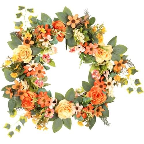 Simulation Rose Artificial Wreaths Silk Peony Flowers Garland For Wedding Party Decoration Home Door Wall Hanging