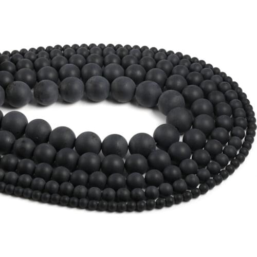 Natural Stone Beading Black Matte Polish Onyx Round Isolation beads For jewelry making DIY bracelet necklace accessories