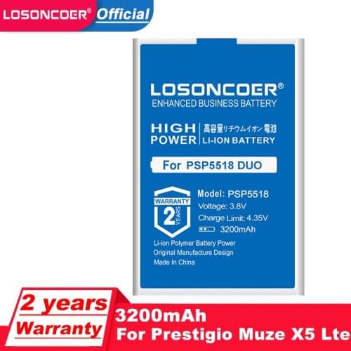 LOSONCOER PSP5518 3200mAh NEW Mobile Phone Batteries For Prestigio Muze X5 Lte PSP 5518 PSP5518 DUO Battery+Tracking Number