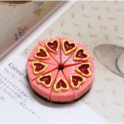 20pcs Mini Resin Flatback Strawberry Heart Cake Accessories Food Play Cabochon Craft Decoration Scrapbooking For Embellishments