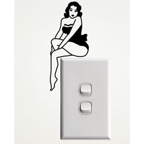 Pin Up Girl Fashion Vinyl Wall Switch Sticker Decoration Decal 5WS0066