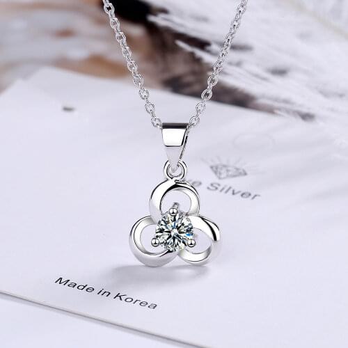 Fashion 925 Sterling Silver Female Botany Hollow Zircon Pendants And Necklaces For Women Wedding Party Vintage Jewelry Gift