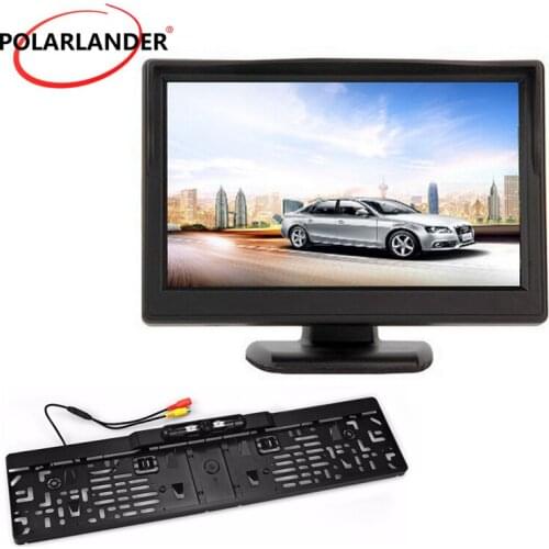 Reversing Camera Parking Monitor LED Car Monitor HD Desktop Silver/Black Wireless Transmitter 5 Inch TFT European License Plate