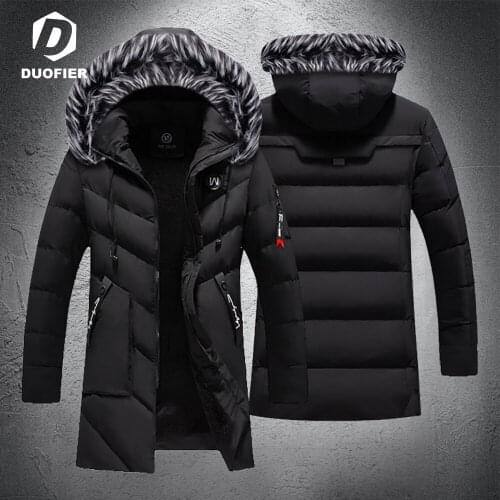 Men Winter New Plus Long Parkas Warm Thick Hood Jacket Fur Collar Coat Male Slim Outwear Outfits Classic Windproof Pocket Parka