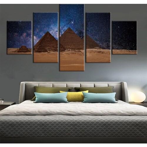 Wall Art 5 pieces Canvas Painting HD Print Religious Egyptian pyramids pharaohs Poster Modern Home Decor Room wall pictures