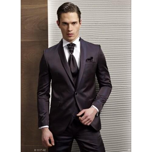 Latest Coat Pant Designs Italian Purple Men Suit Jacket Slim Fit Blazer 3 Piece Groom Tuxedo Custom Style Prom Suits Masculibno