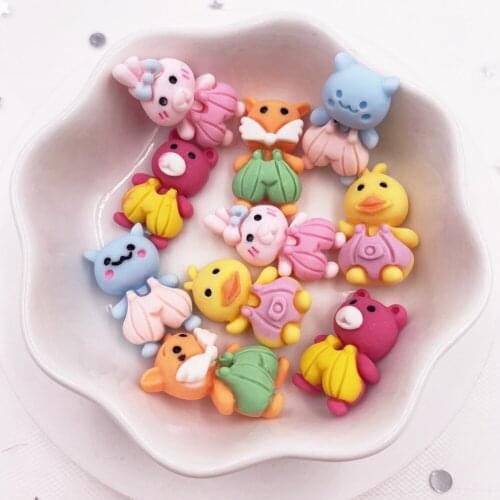 Resin Colorful Mini Rabbit bear duck fox Animal animation Flatback Cabochon Stone Figurines Home Ornament DIY Scrapbook Crafts