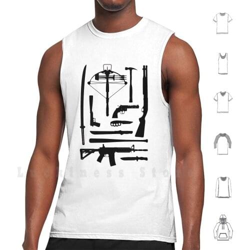 The Walking Dead Weapons Tank Tops Vest 100% Cotton Walking Dead Zombies Carl Rick The Walking Dead Weapons Knife