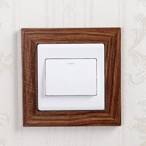 Nordic imitation wood grain Switch Sticker Socket protecter cover Handmade classical solid wood decorative switch stickers