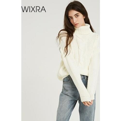 Wixra Solid Sweaters 2019 Autumn Winter Female Turtlrneck Warm Thick Ladies Knitted Sweater Pullovers Womens Jumpers
