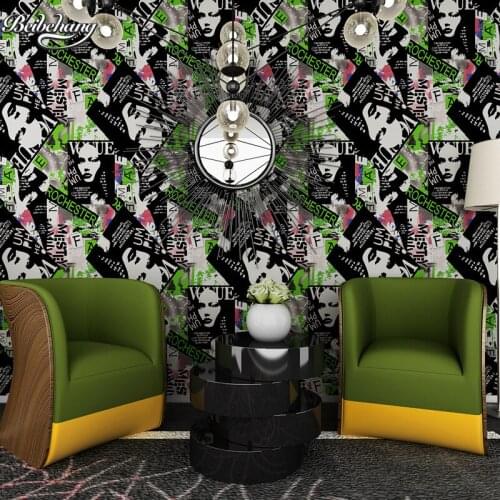 Beibehang Warm Living Room TV Background European Pure Paper People Illustration English Magazine Personality Poster Wallpaper