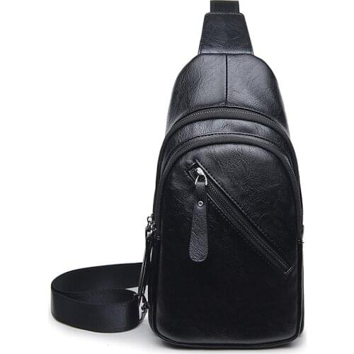 High class PU leather single shoulder chest bags men crossbody bag small size cellphone bag travel small bags belly bag for men