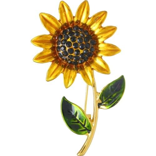 2021 Fashion Jewelry Vintage Acrylic Sun Flower Brooch Charm Crystal Brooch for Womens Collar Accessories