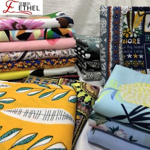 1m *1.5 m Printed Poplin Breathable Cotton Fabric Fashion Short Sleeve Skirt Pants Home Textile Pajamas Fabric