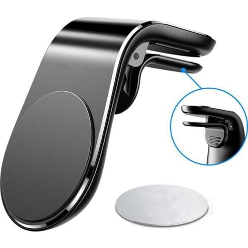 1 Pcs Car decoration air outlet mobile phone bracket L-shaped metal mobile phone fixing equipment magnetic non-slip bracket