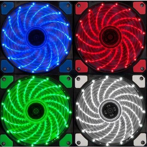 120mm PC Computer 16dBA Ultra Silent LED Case Fan Heatsink Cooler Cooling with Anti-Vibration Rubber 12CM DC 12V Cooling Fan