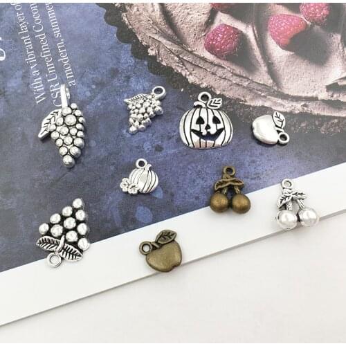 20Pcs Fruit Cherry Grape Apple Charms Pendants DIY Jewelry Making Alloy Findings Accessory For Necklaces Earrings