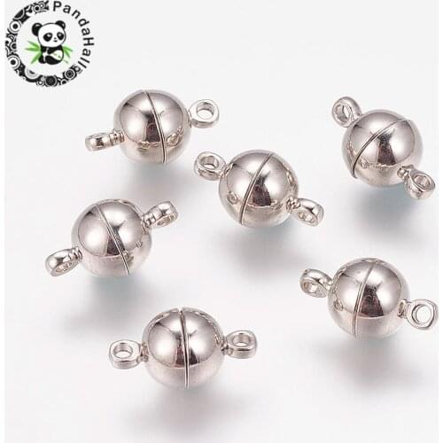 200Sets Wholesale Round Brass Magnetic Clasp Metal Jewelry Findings for Jewelry Making DIY 14x8mm, hole: 1.5mm